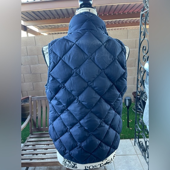J.Crew Quilted Excursion Down Vest Hi Collar Patch Pocket Re-Imagined Petite PS - Picture 4 of 15